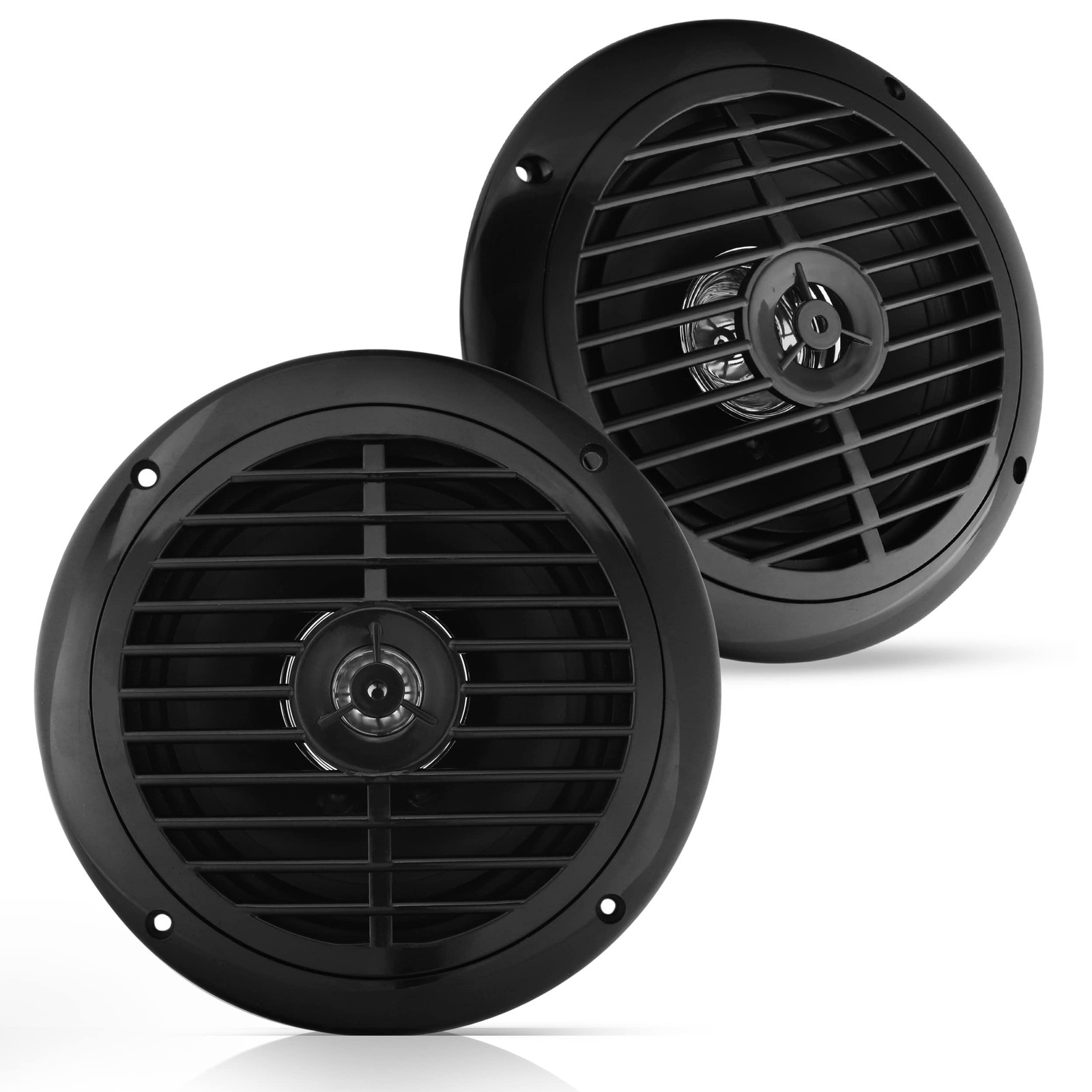 6.5 Inch Dual Marine Speakers - 2 Way Waterproof and Weather One Size, Black