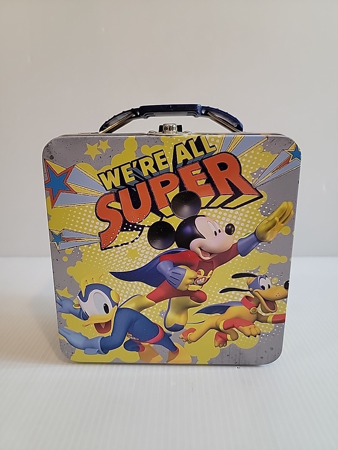 Disney "WE'RE ALL SUPER" Mickey Mouse Metal Favor Box Lunch Box