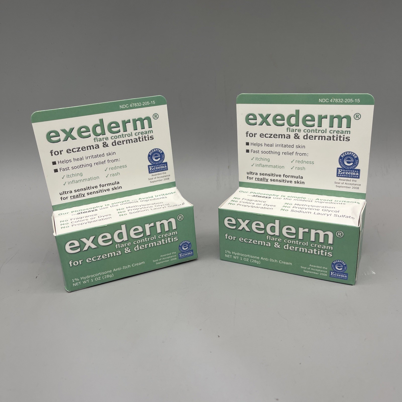2 Pk Exederm Flare Control Cream Eczema & Dermatitis 1% Hydrocortisone Exp 2027