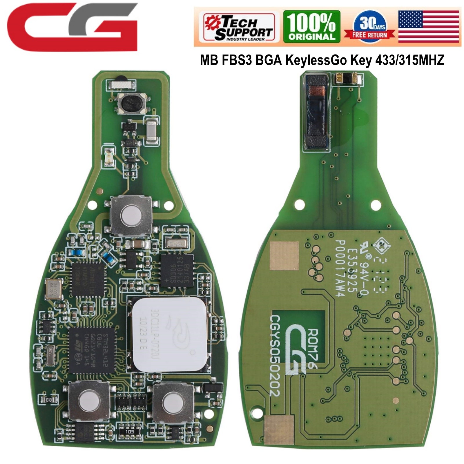 Original CG MB FBS3 BGA KeylessGo Key PCB 315/433MHZ for W204 W207 W212 W164