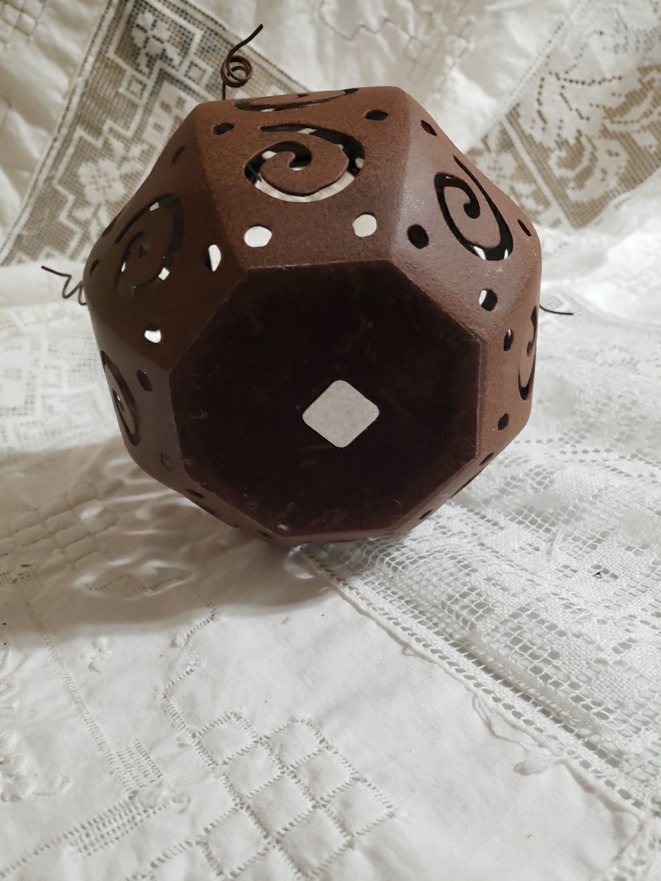 Metal Scroll Work Pumpkin Tea Light Holder