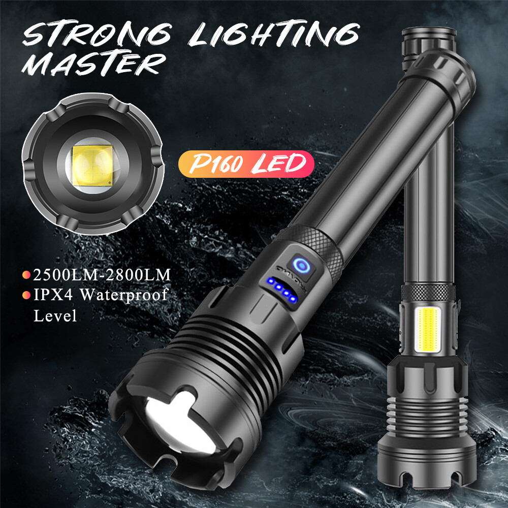 Brightest XHP90 Powerful 3800LM Tactical 3Mode Zoom Flashlight LED Hunting Torch