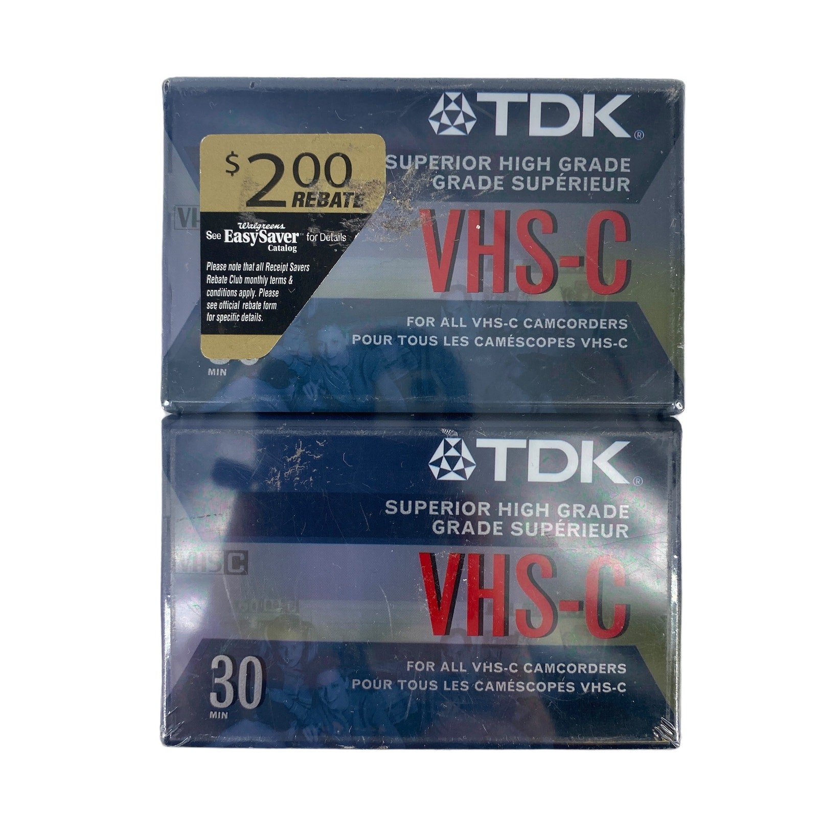 NOS TDK VHS-C 30 Minute Superior High Grade Cassette Tapes Lot of 2