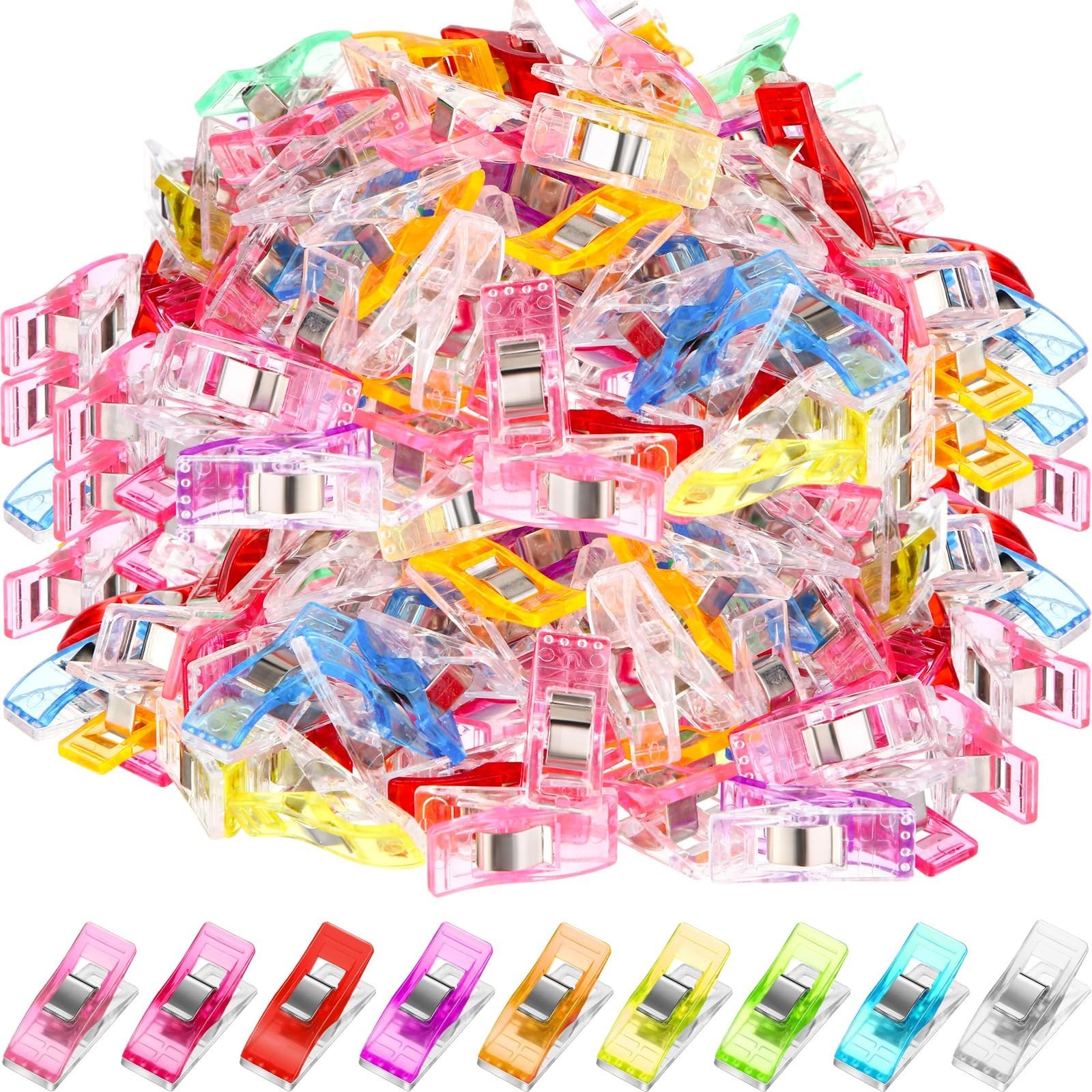 Beeveer 400 Sewing Clips Quilting Supplies Multipurpose Plastic Fabric Clips ...