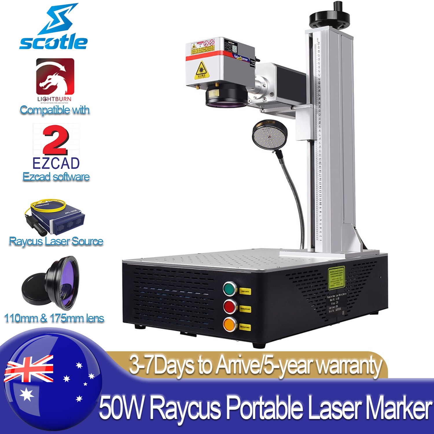 50W Raycus Portable Fiber Laser Marking Machine Desktop Engraver Metal Marker AU