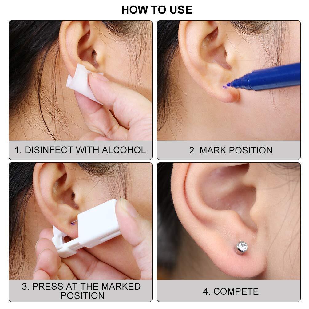 2 Pack Kits de perforación de oreja desechables para autoperforación de oreja