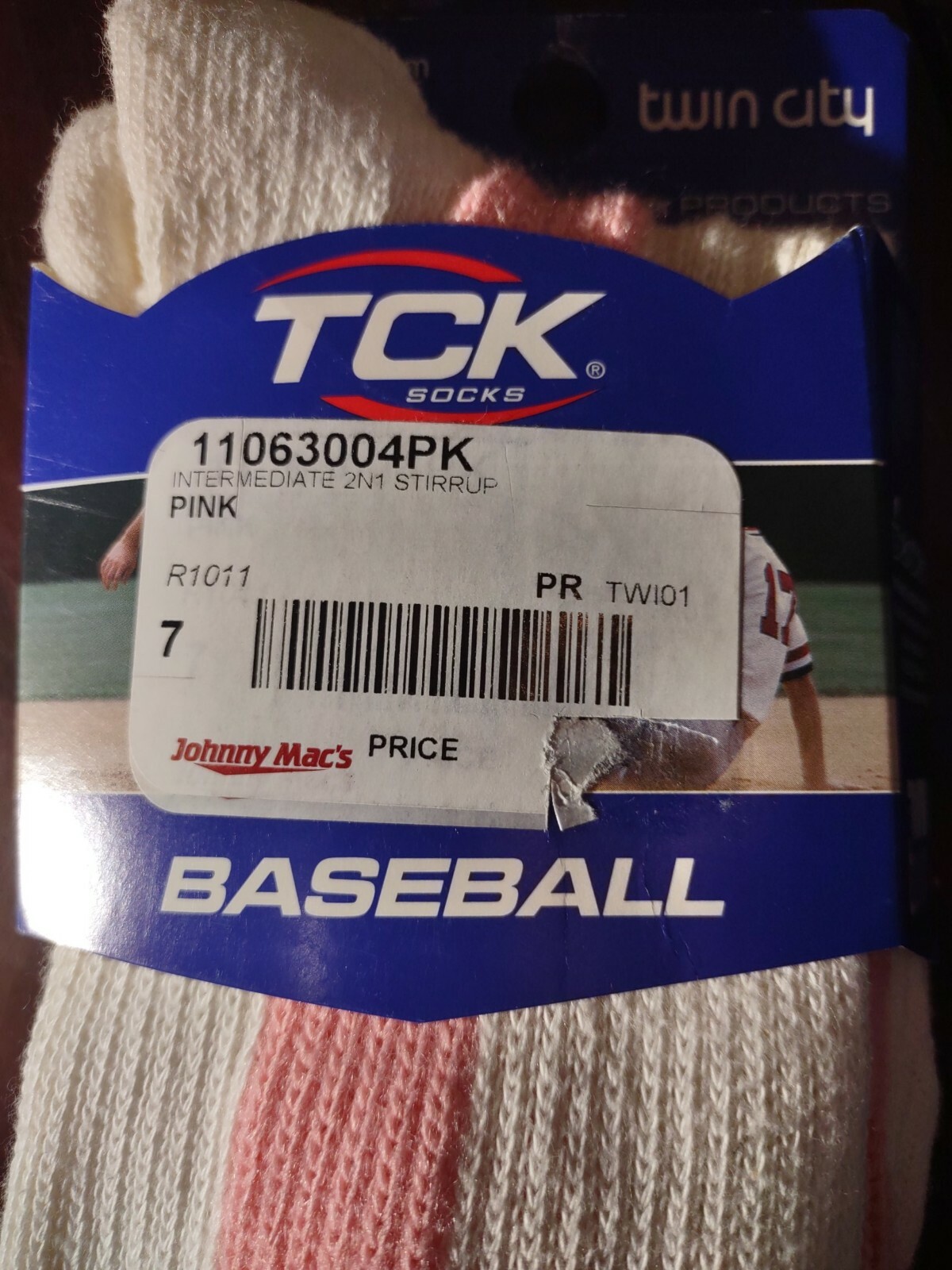 TCK Youth Medium 2n1 Stirrup Pink Baseball Socks