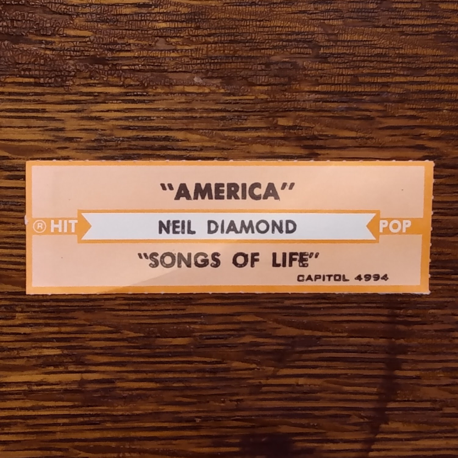 Jukebox Strip: NEIL DIAMOND - America / Songs of Life 1981 Jazz Singer 4994 Tag