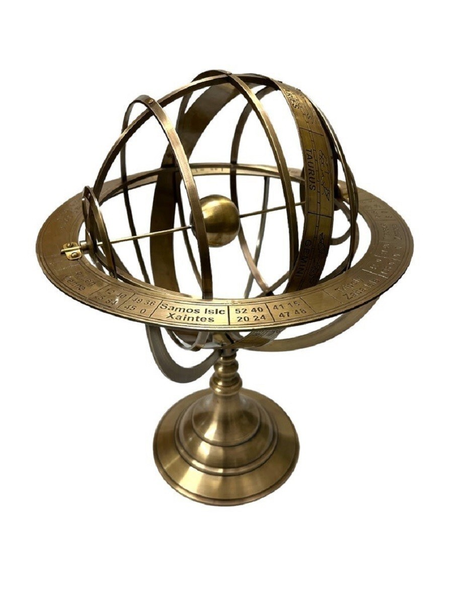 Engraved Brass Armillary Sphere 18" Astrolabe Globe Nautical Table Decor Gift