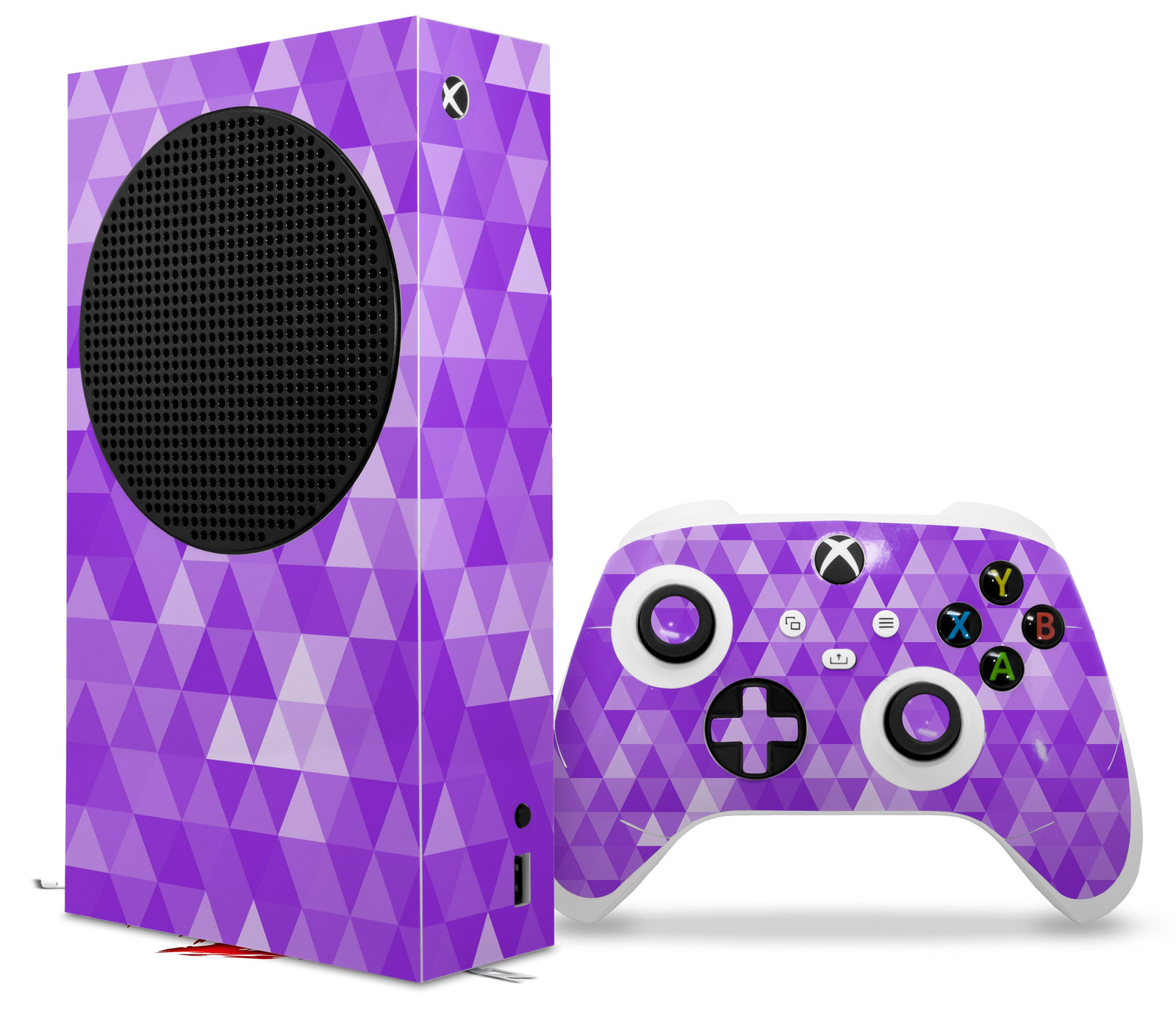 Skin Wrap for XBOX Series S Console Controller Triangle Mosaic Purple