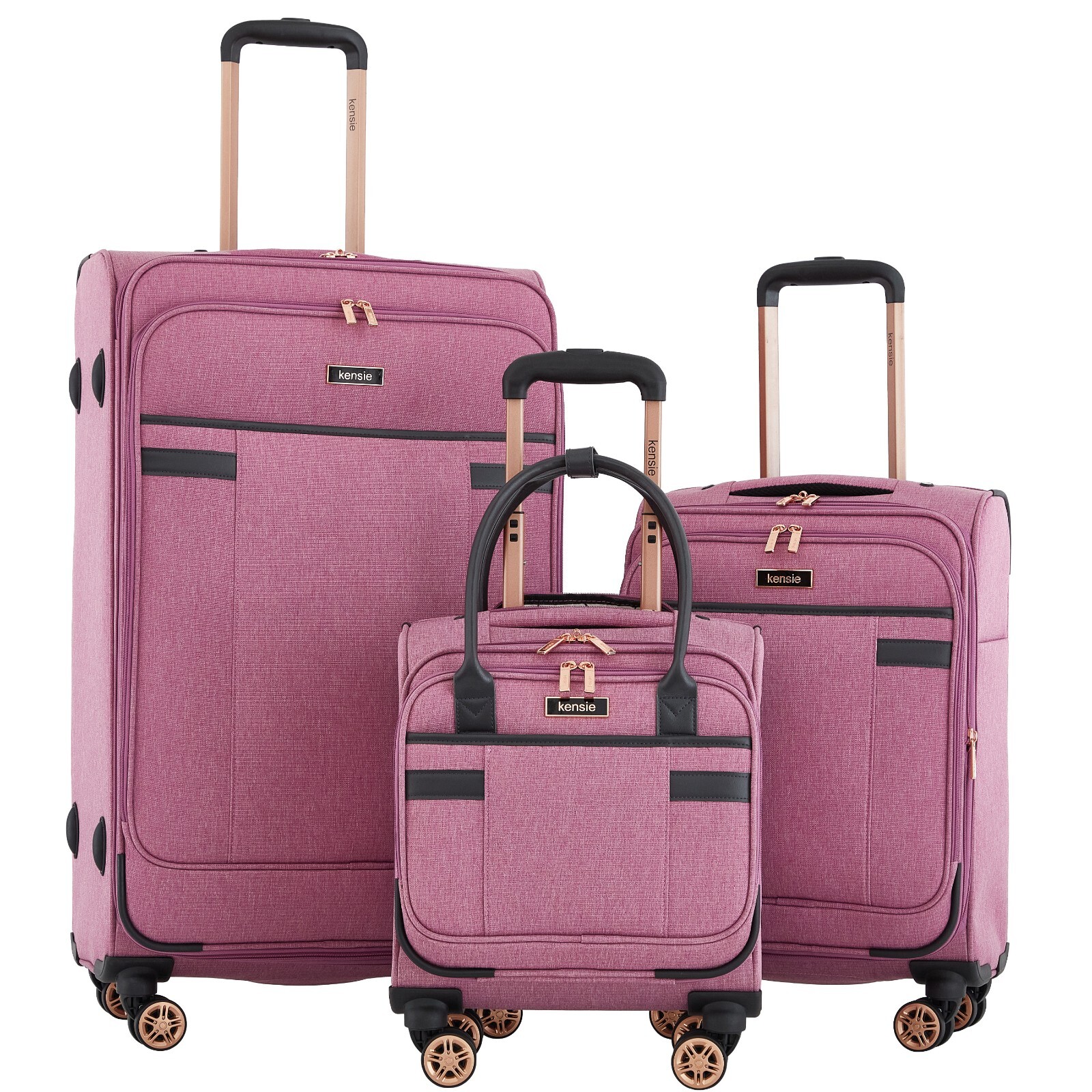 kensie Hudson Softside 3-Piece Spinner Luggage Set, MELLOW MAUVE