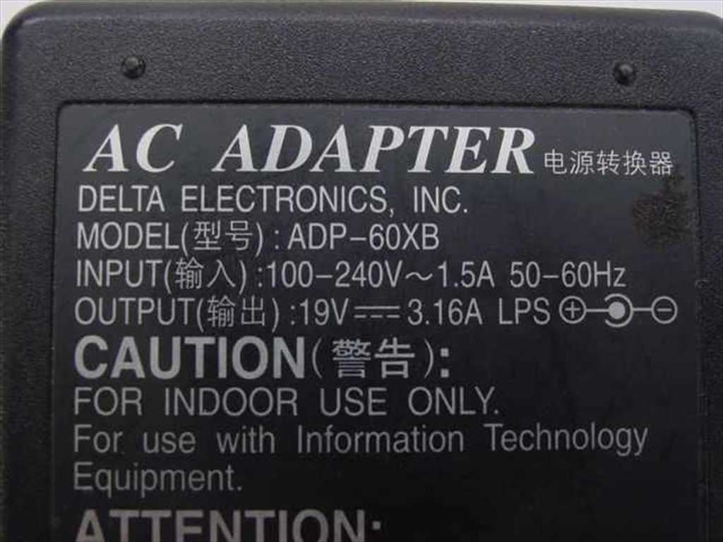 Delta Electronics AC Adapter 19VDC 1.5A Barrel Plug ADP-60XB