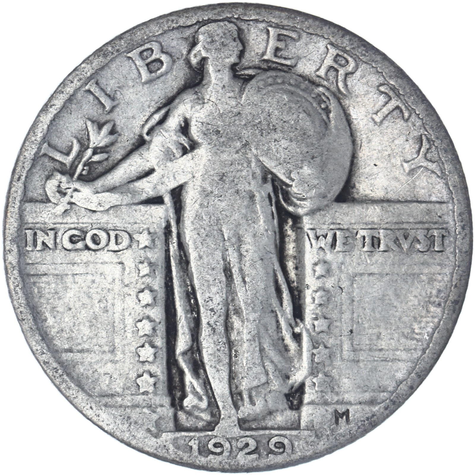 1929 (P) Standing Liberty Quarter 90% Silver Very Good VG See Pics Y363