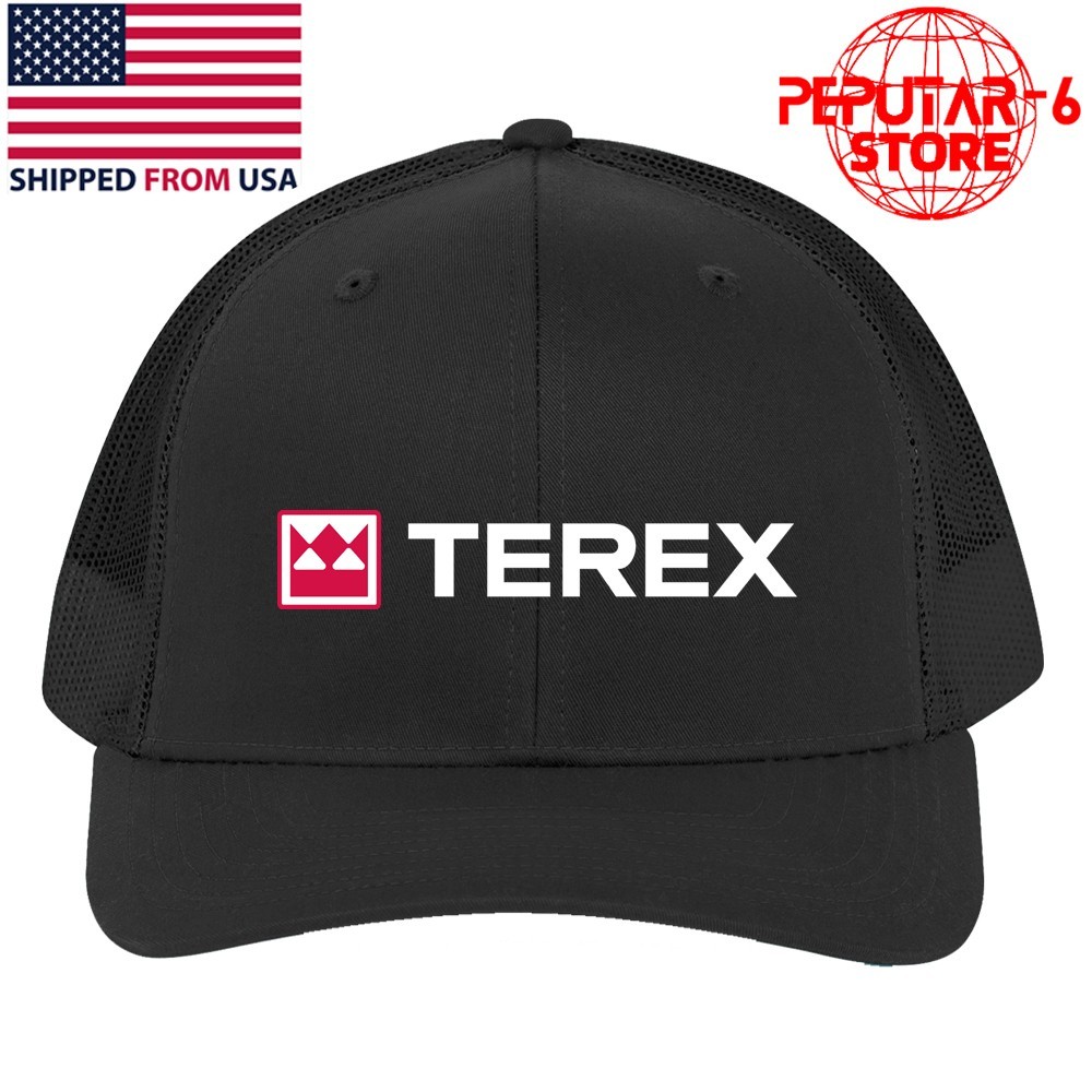 Terex Cranes Black Adjustable Trucker Hat Cap Adult Size