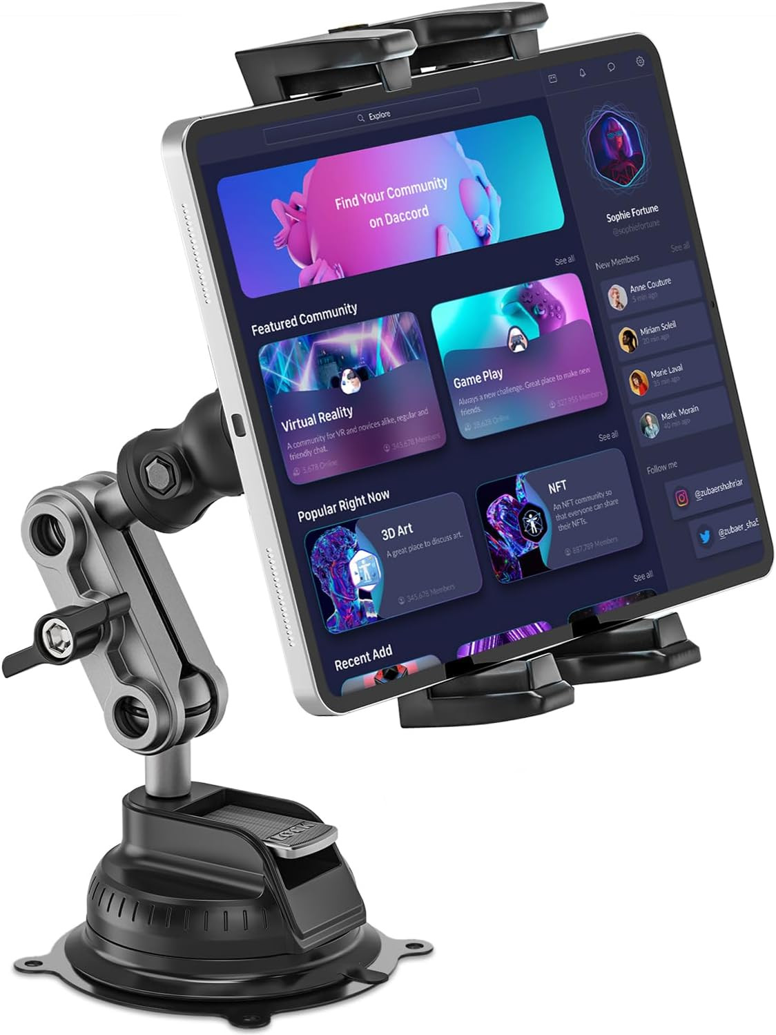 Tablet Mount, Car Tablet Holder Heavy Duty Super Suction Cup/Adhesive Base Ipad