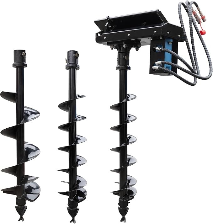 Hydraulic Auger Attachment for Mini Skid Steer Loader 6in 8in 12in Auger Rods