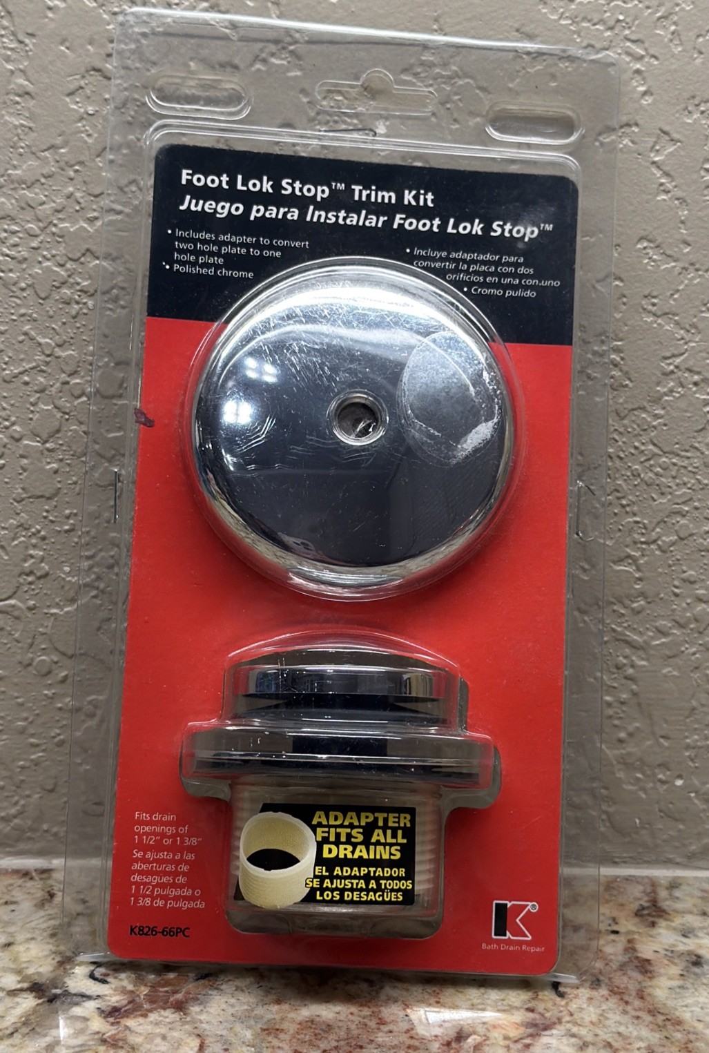 Keeney 1-1/2" Or 1-3/8" Foot Lock Stop Trim Kit K826-66PC Chrome Finish