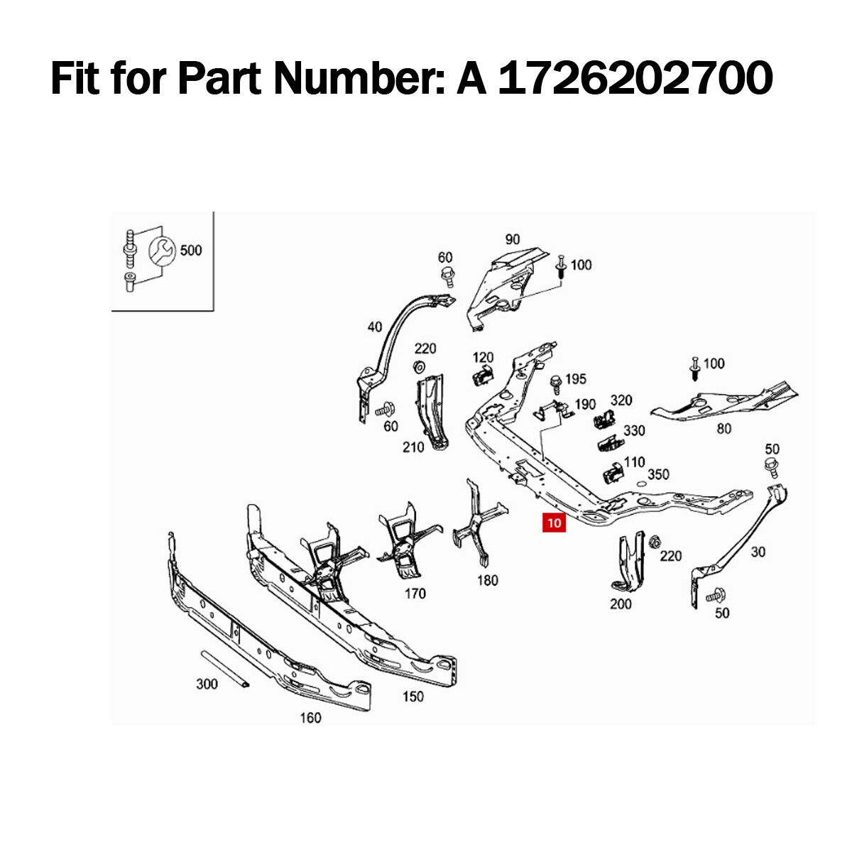 Front Upper Radiator Support Bracket For 2012-2016 Mercedes Benz SLK R172 SLK250