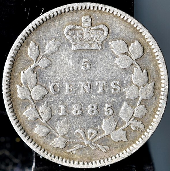 1885 Canada 5 Cents Silver ASW 0.0346 KM#2 - F