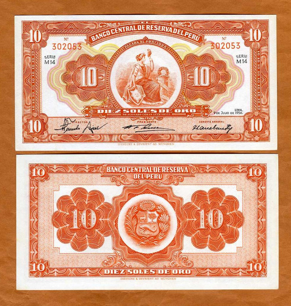 Peru, 10 Soles De Oro, 9-6-1956, P-77, UNC   Scarce