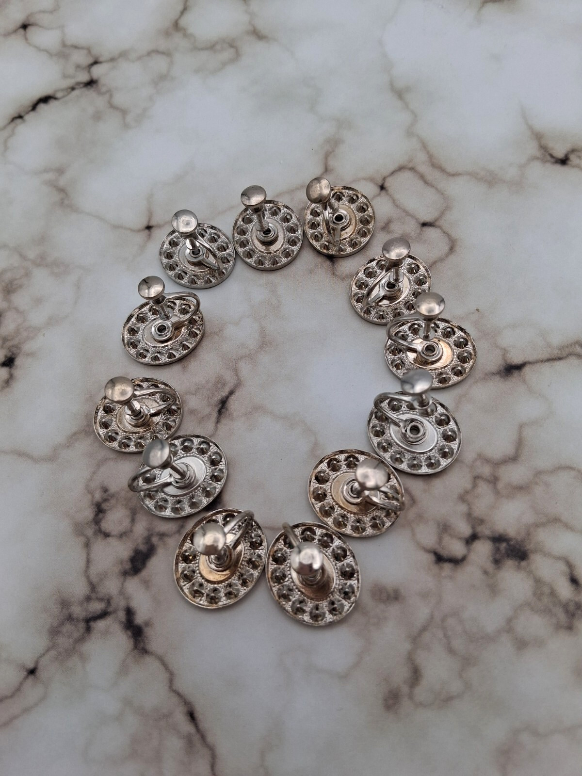 Screw on earring settings silver plate create decor lot of 6 pr