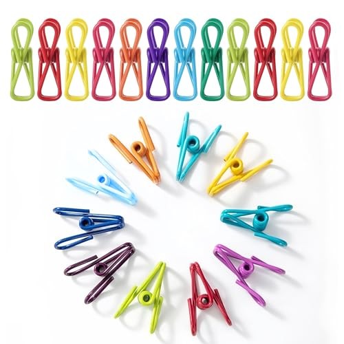 Chip Clips - 2 Inch Random Multi-Colored Waterproof Metal Clothes Pins 45 Pcs