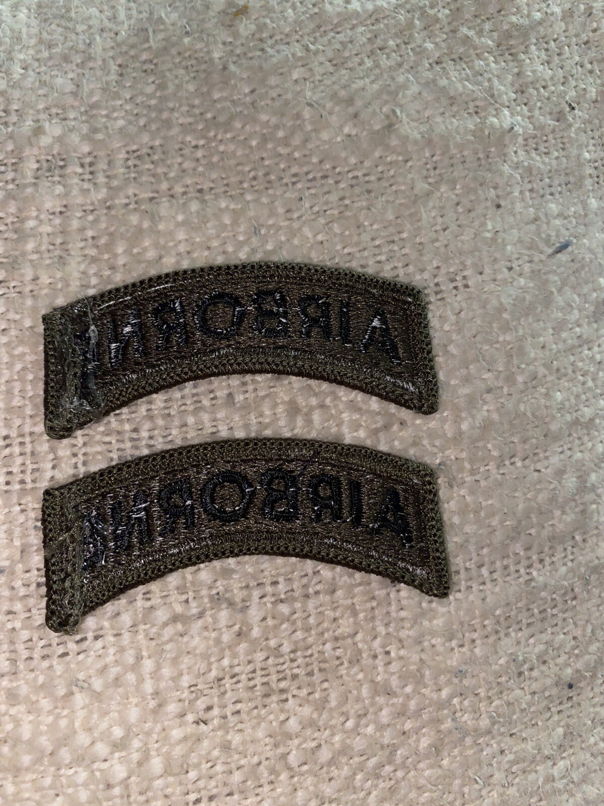 2 -101st Airborne Patch Tabs-SUBUDED/BLACK-SEW ON-NEW OLD STOCK