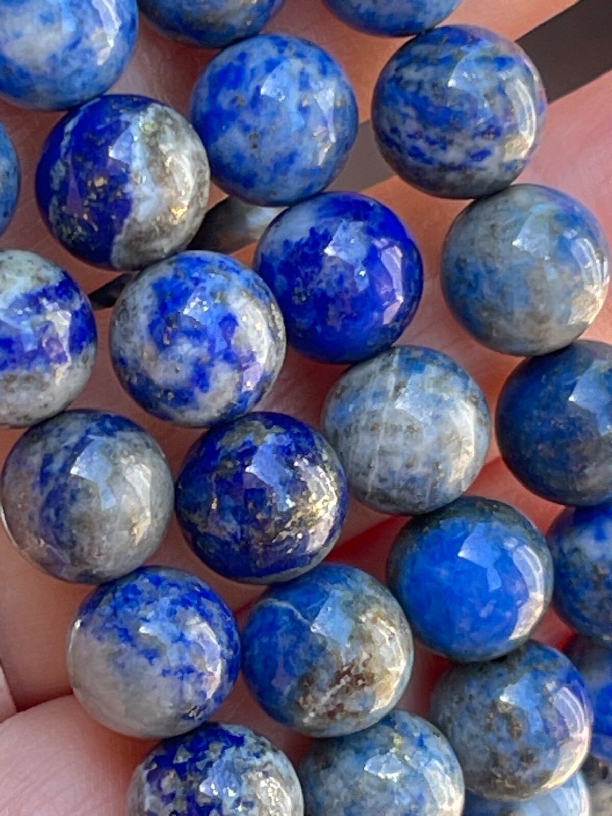 Lapis Lazuli Round Beaded Bracelet Natural Crystal Gemstone Stretchy Bracelet