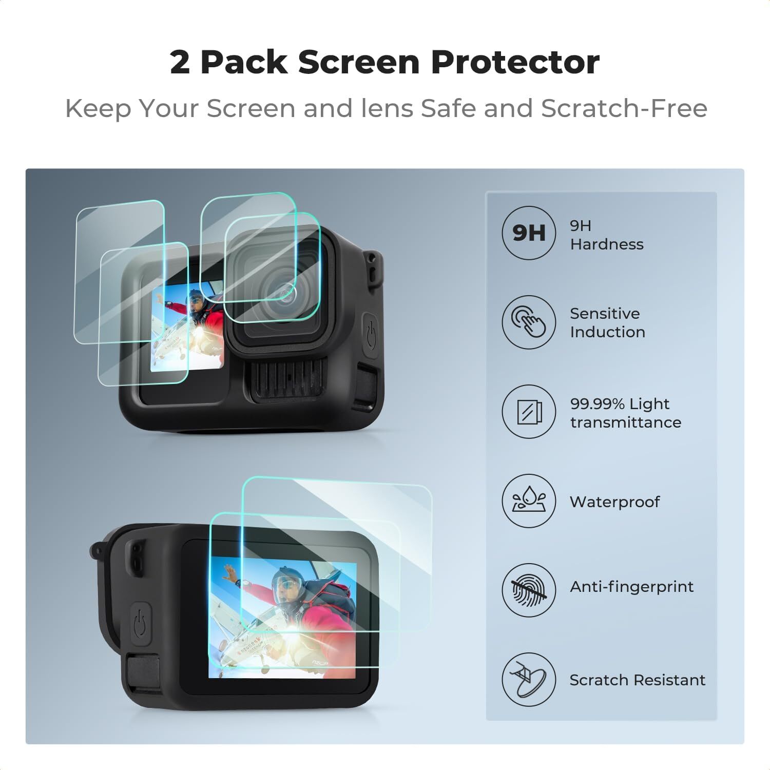 K&F Concept Silicone Protective Case Set Screen Protector for GOPRO Hero 13