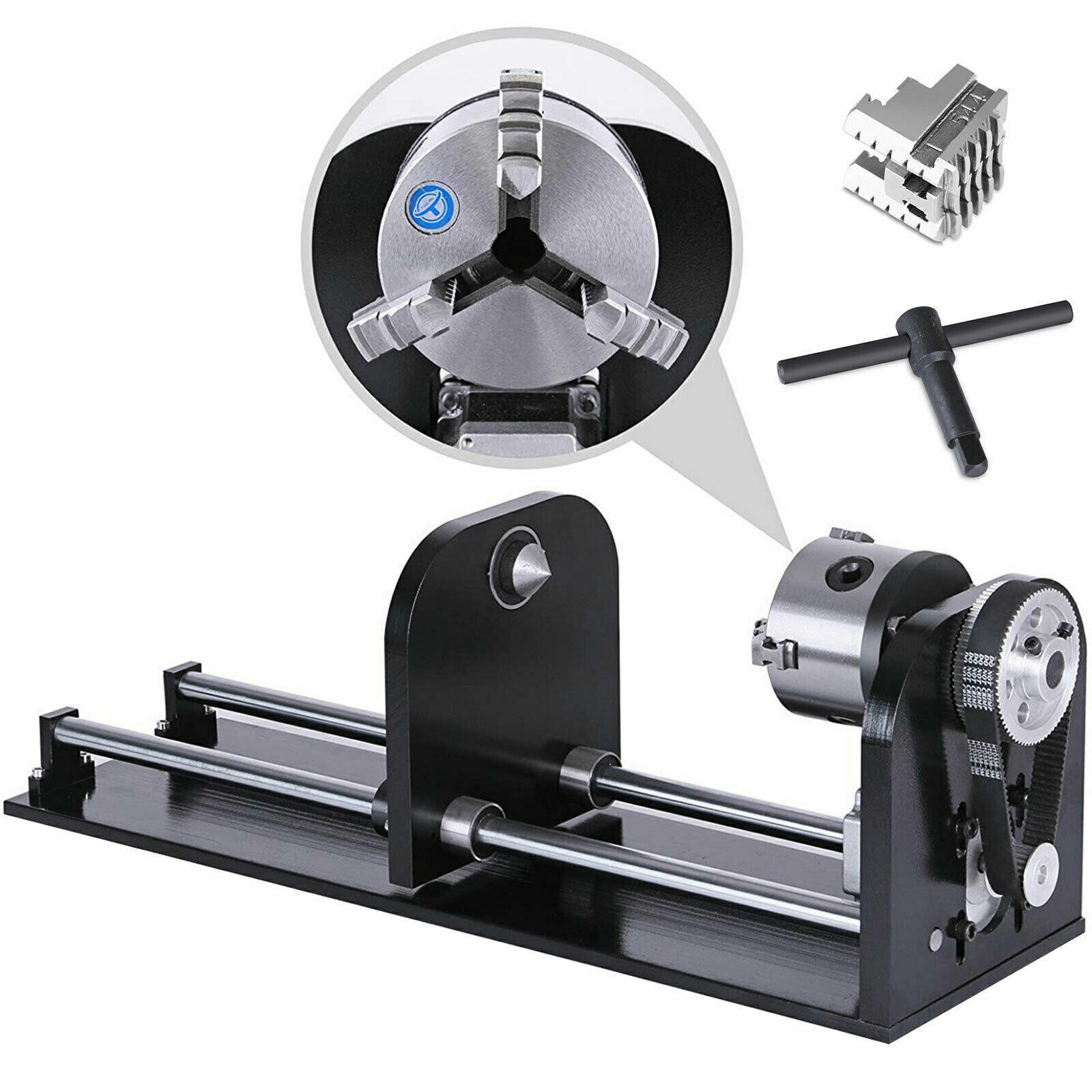 Rotary Axis with 3-Jaw Chuck for CO2 50W 60W 80W 100W 130W Laser Engraver Cutter