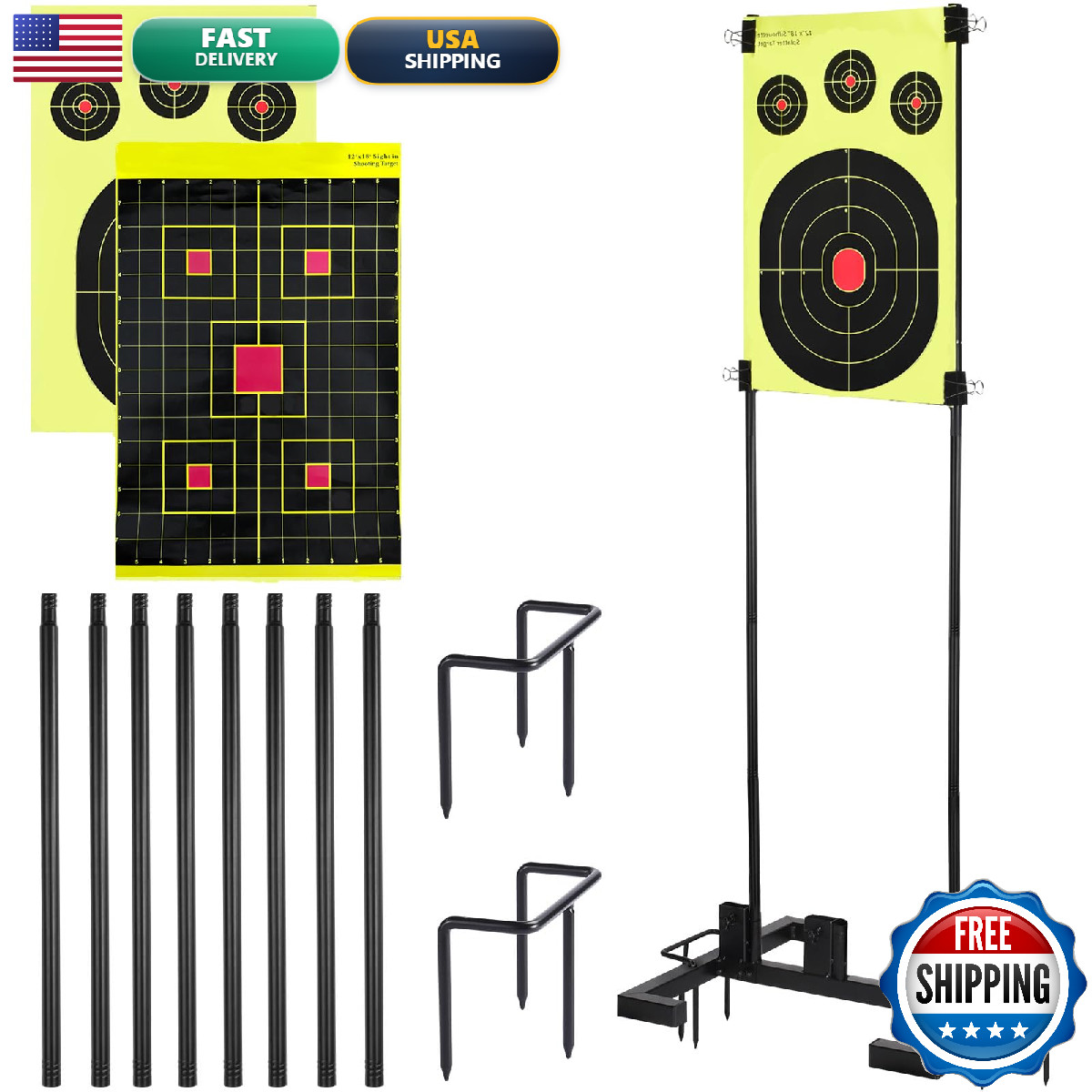 Gadfish Shooting Target Stand Set Adjustable Shooting Target Stand 10Pcs Paper