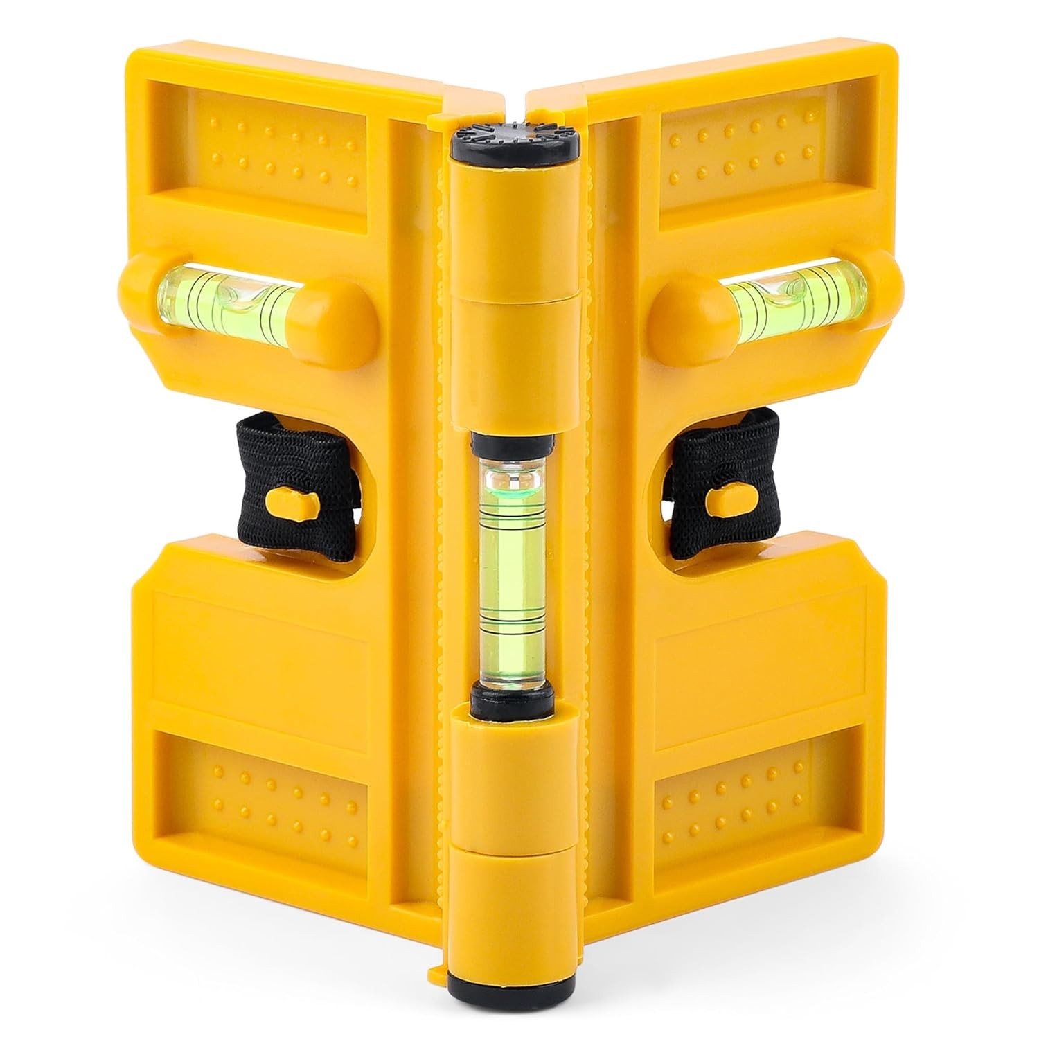 Magnetic Post Level 270° Adjustable Folding Post Level Tool with 3 Vials Elastic