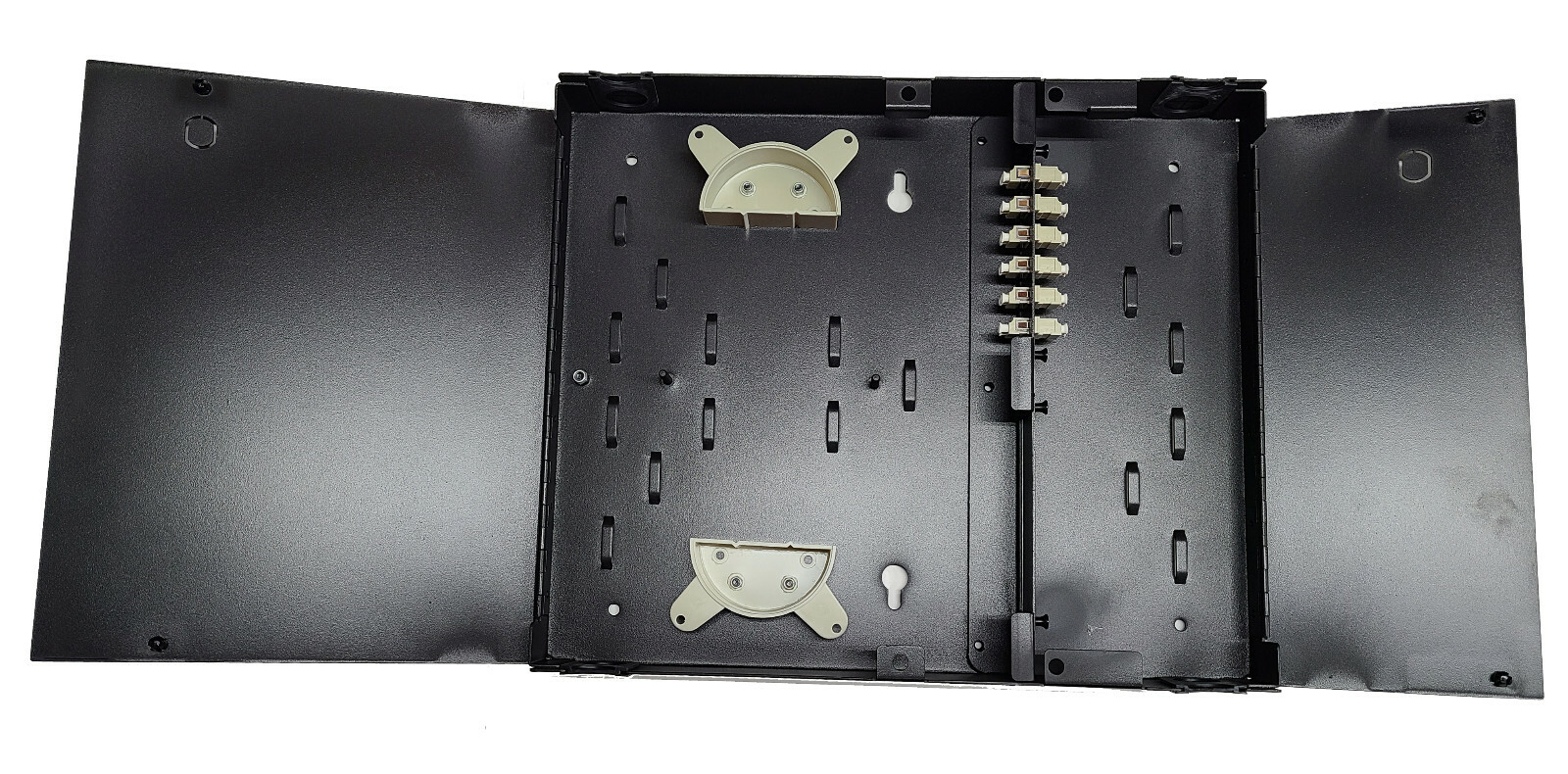 12 Fiber Dual Door Wall Mount w/6 LC Duplex Adapter PatchOnly 62.5/125 Multimode