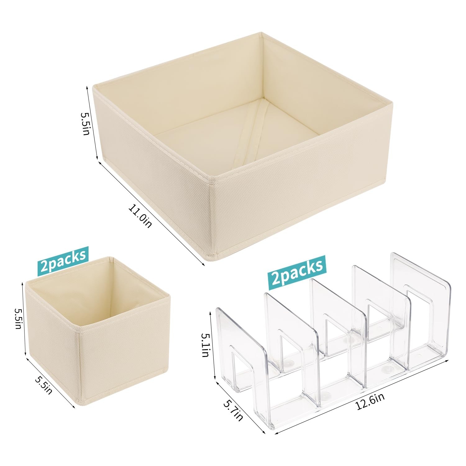YILEGSYO 5 Pack Drawer Organizer Clothes, Foldable Baby Transparent