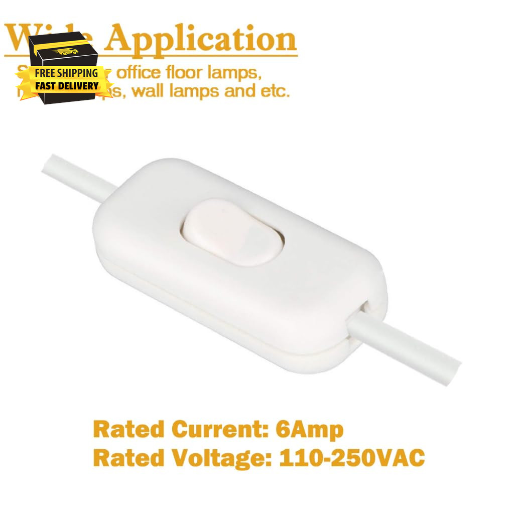 Inline Cord Switch, 2PCS On/Off Lamp Control Appliance Switch AC120V 10A, 250V 6