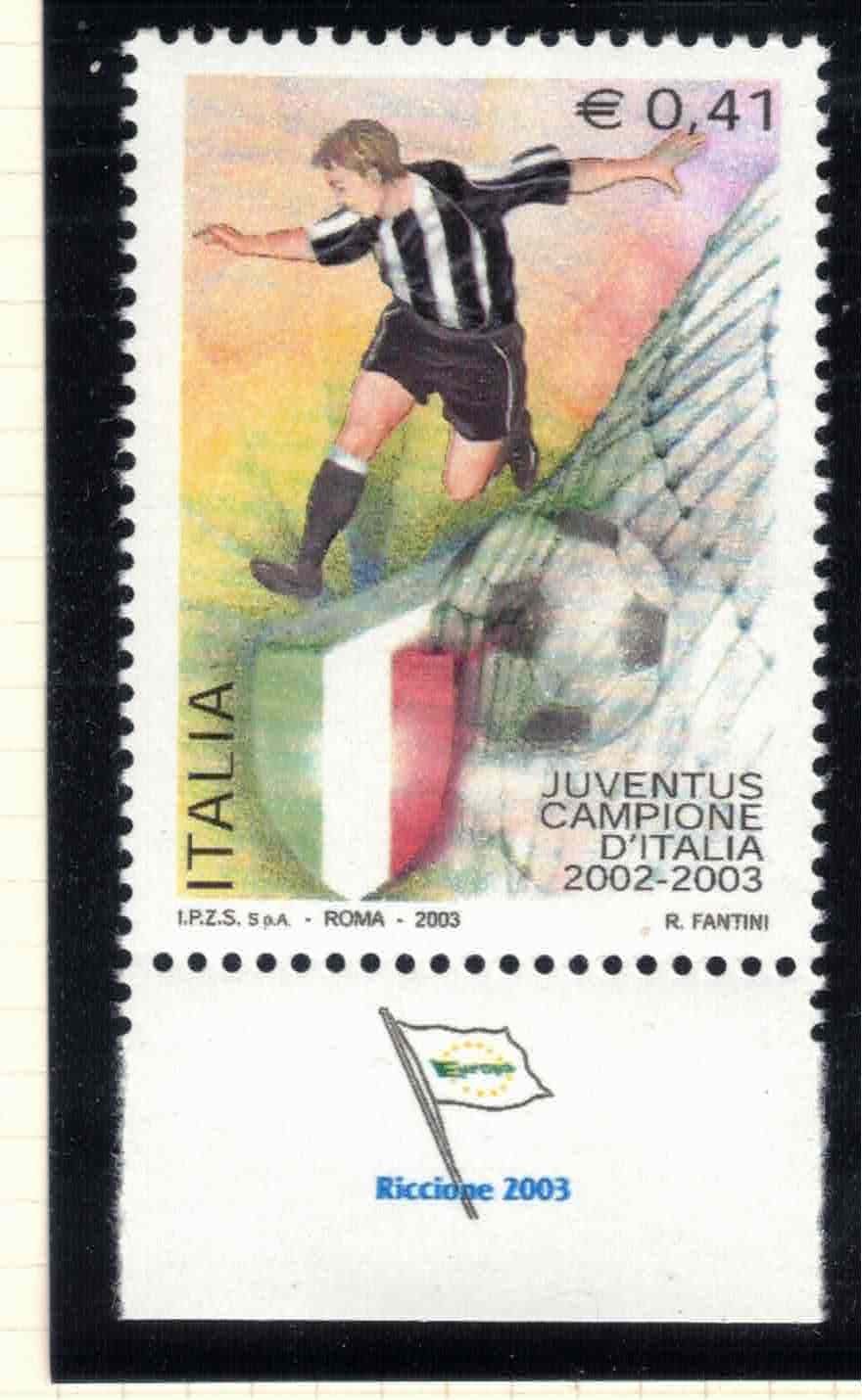 ITALY - 2003 FOOTBALL: Serie A Champions Juventus #2561 w/label - VF MNH