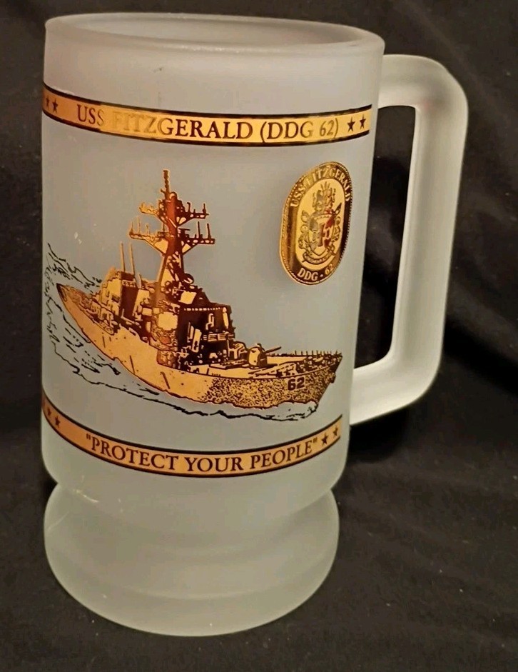 USS Fitzgerald (DDG 62) Frosted Glass Mug Fightin' Fitz "Protect Your People"