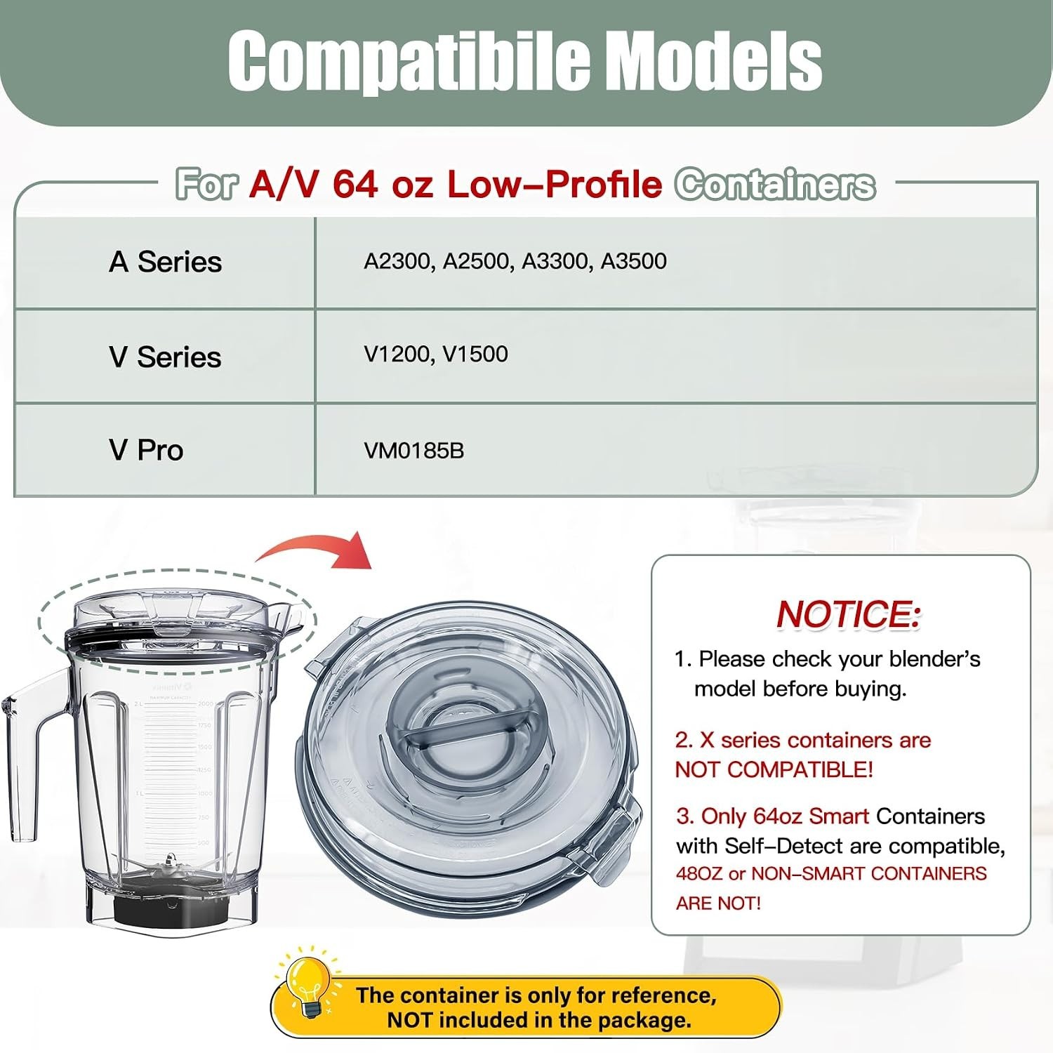 Snap Closure Replacement Lid for 64 oz Blender Containers - Clear Design