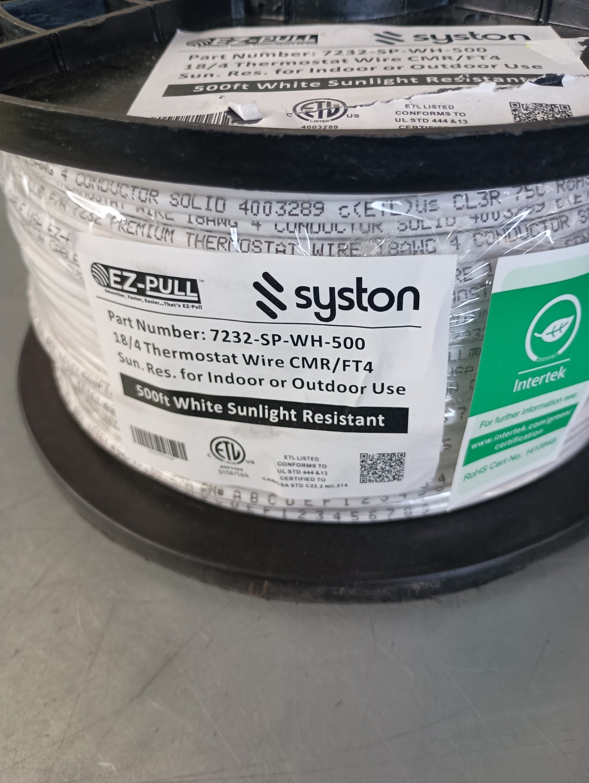 NEW 500 FT 18/4 THERMOSTAT WIRE SYSTON 7232-SP-WH-500 INDOOR OUTDOOR FREE SHIP
