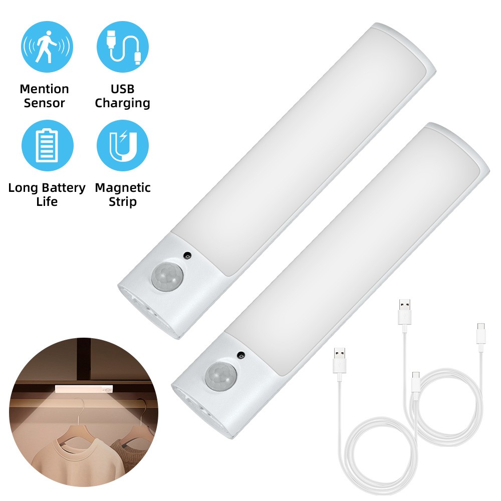 Dual Pack PIR Trigger Magnetic USB LED Light For RV Kitchen Storage Lighting
