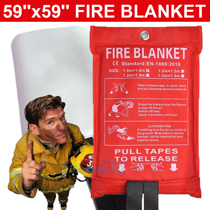 LOT Large Fire Blanket Fireproof For Home Kitchen Office Caravan Emergency Safe