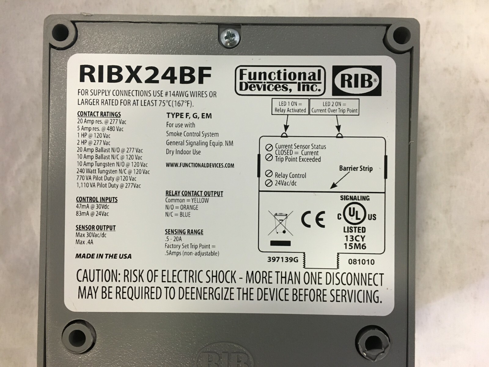 Functional Devices Inc. | RIBX24BF | Enclosed Relay (New, Box shows Shelf Ware)