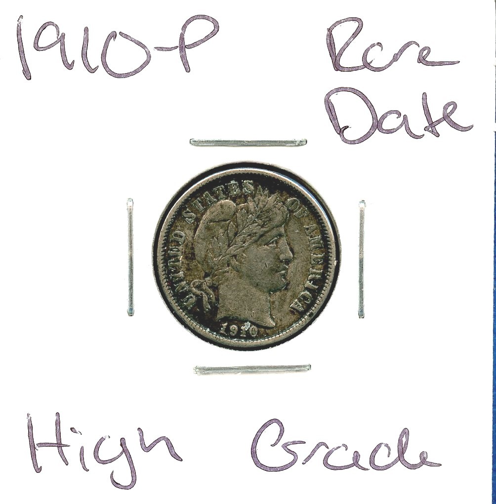 1910 Barber Dime .10c Silver US Mint Coin