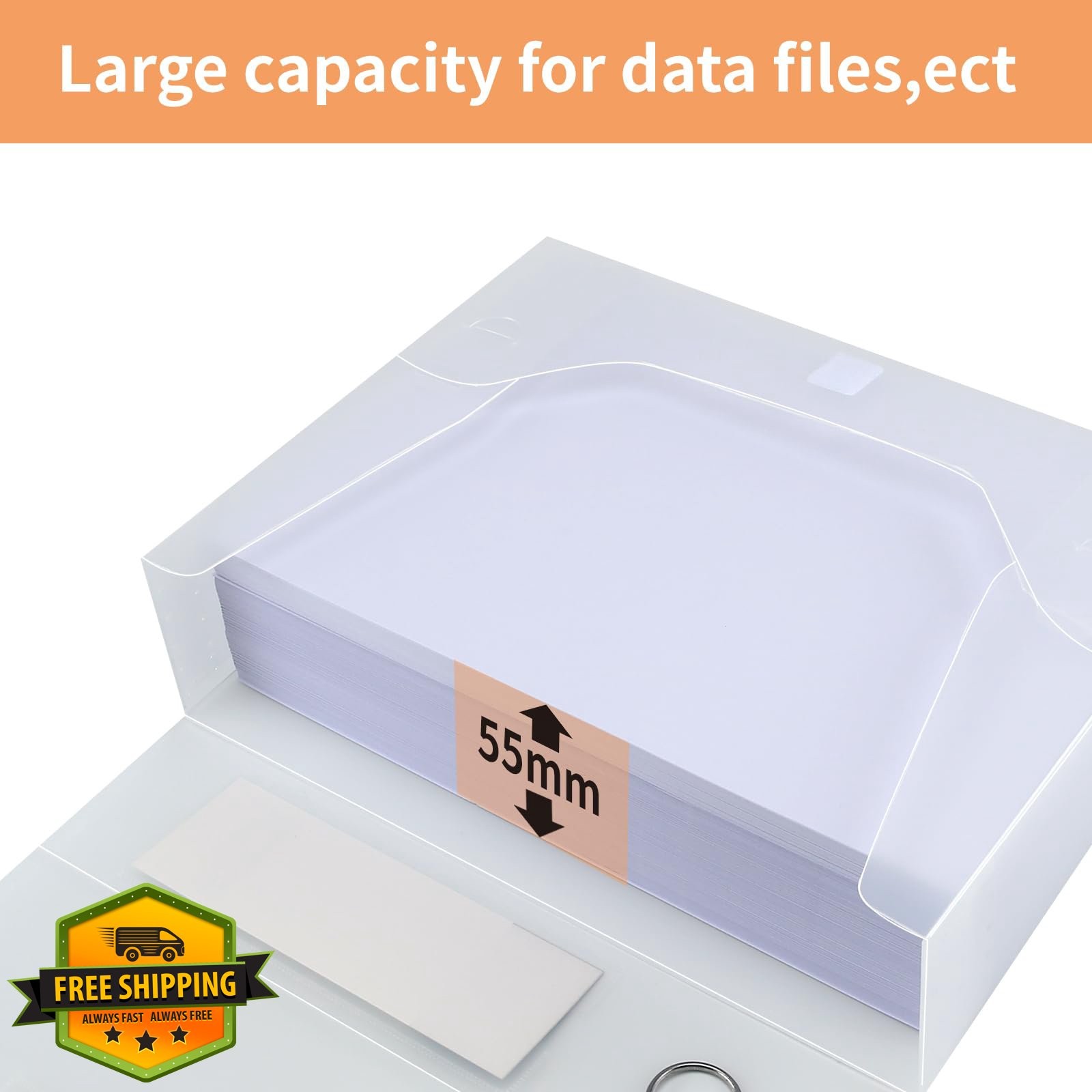 HUA JIE A4 Storage File Boxes Plastic Archives Cases 6 Pack Clear