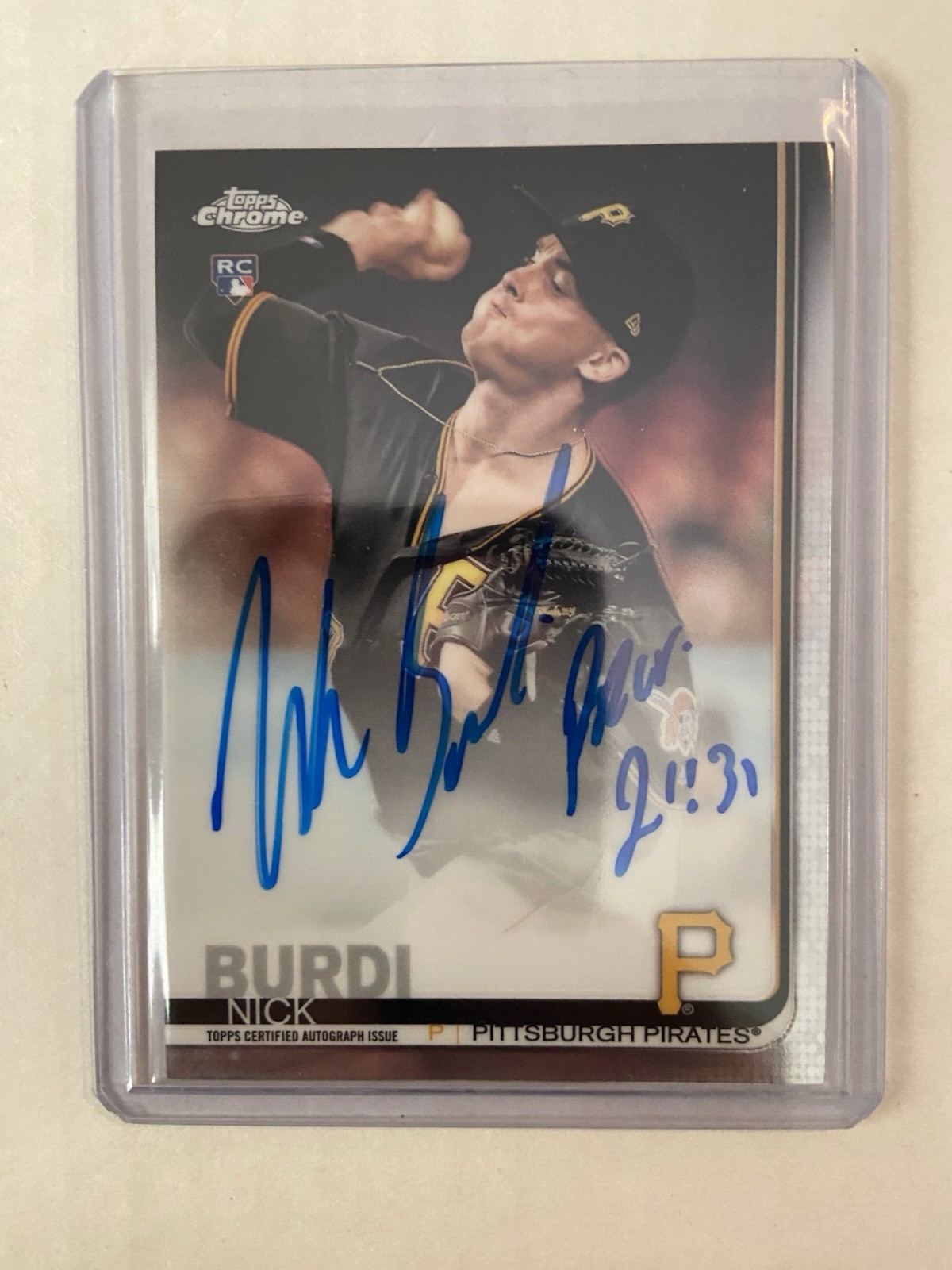 2019 TOPPS CHROME NICK BURDI AUTOGRAPHED RC #RA-NB