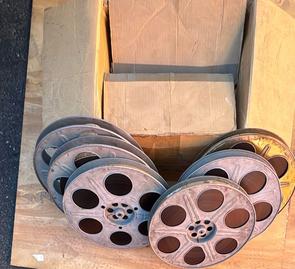MGM 35mm Motion Picture Film Reels Safety Films Shipping Box Vintage
