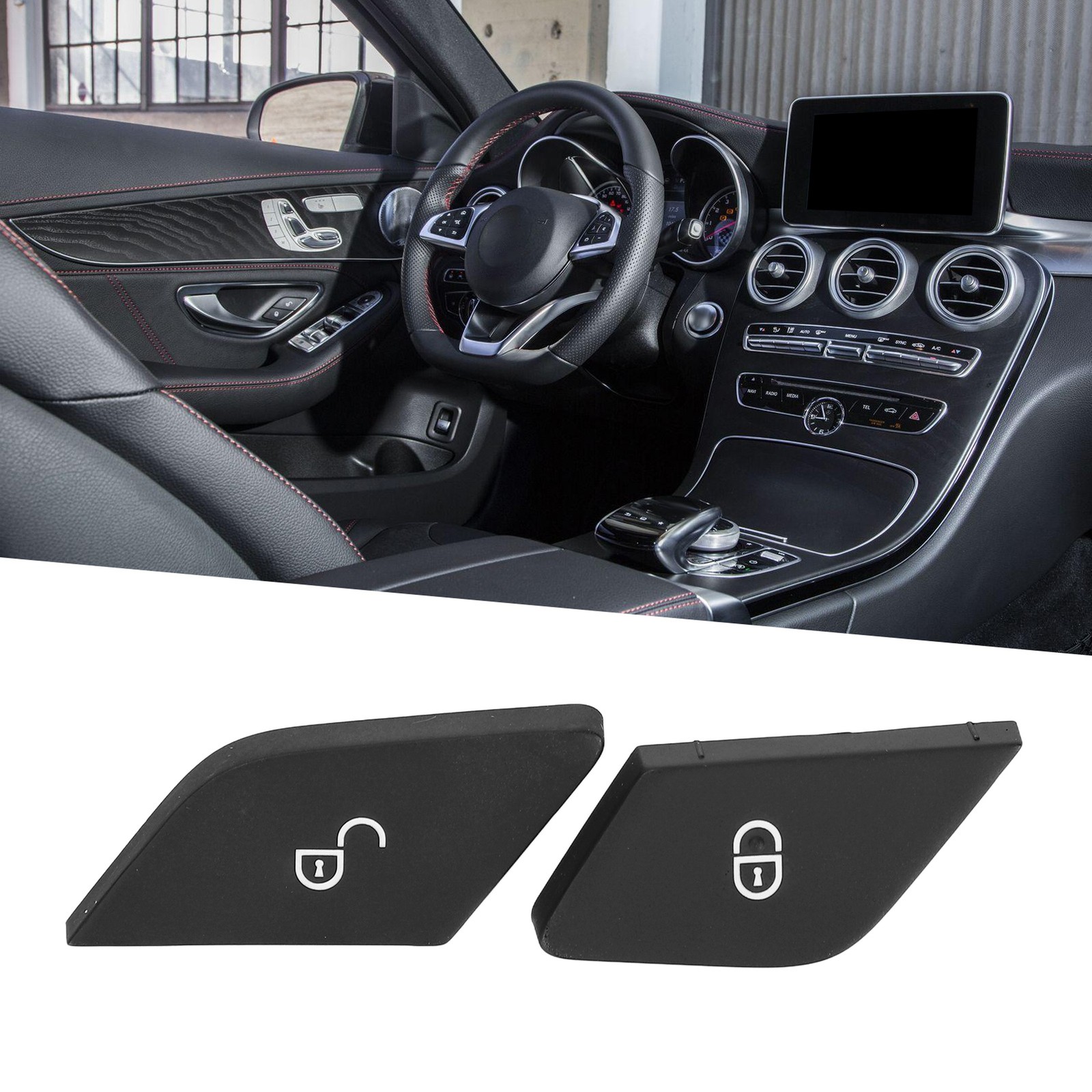 Car Door Lock Unlock Button Driver Side Clear Pattern For ‑ C‑Class