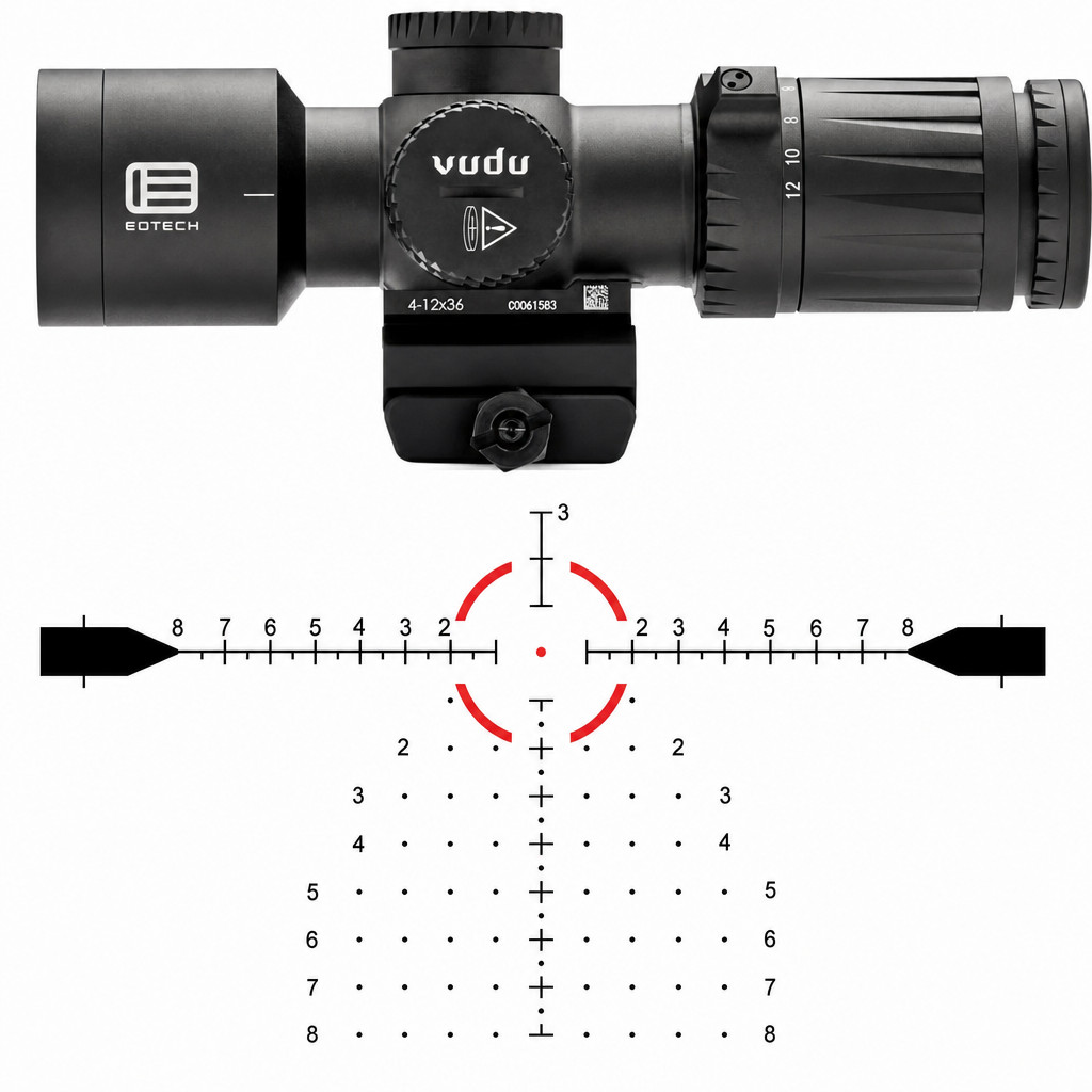 EOTech Vudu 4-12x36mm FFP MR5 MRAD Riflescope w/Mount (VDU4-12FFMR5)
