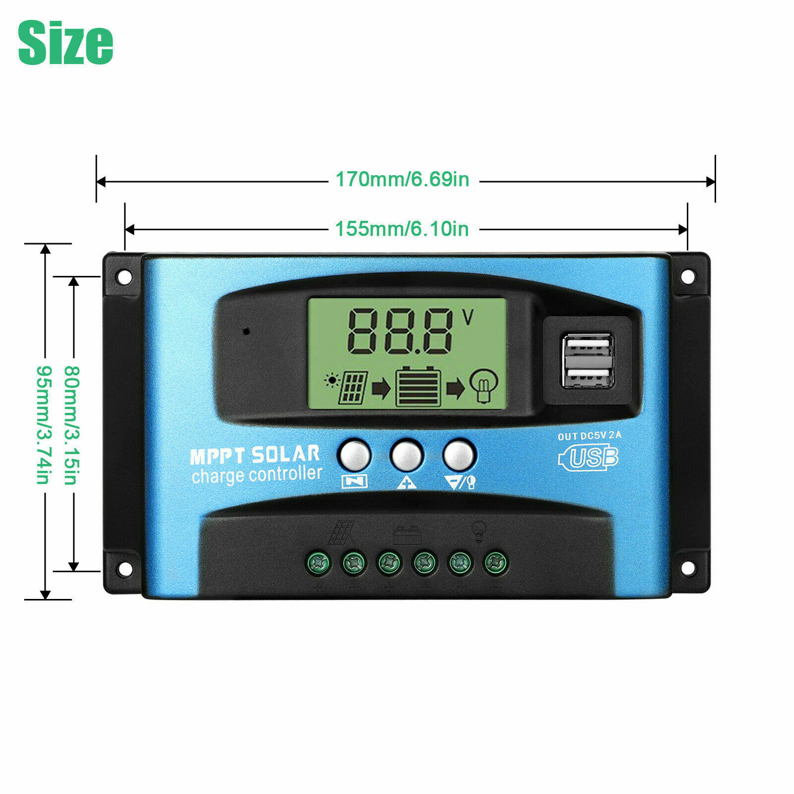 100A MPPT Solar Panel Regulator Charge Controller 12/24V Auto Focus Tracking New