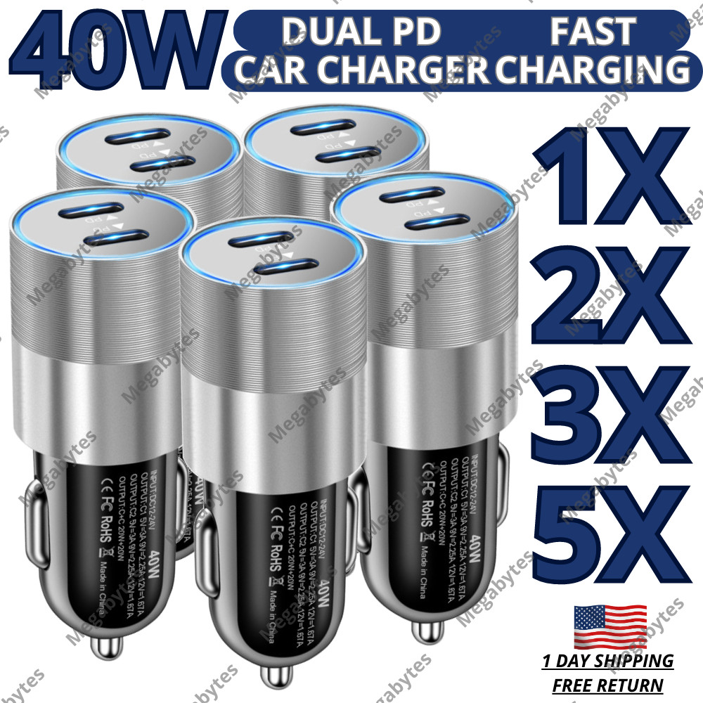 New 40W Fast Car Charger USB-C Adapter For iPhone 15 14 13 12 11 Pro Max Plus